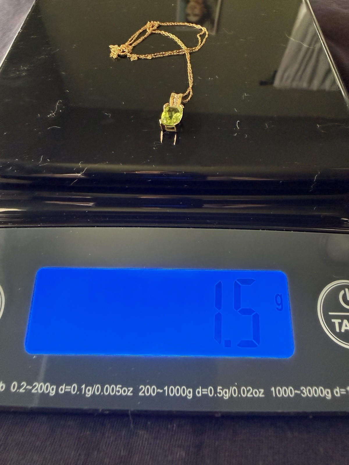 10K Yellow Gold Cushion Cut Peridot & CZ Pendant Necklace 18″ Chain 1.5g