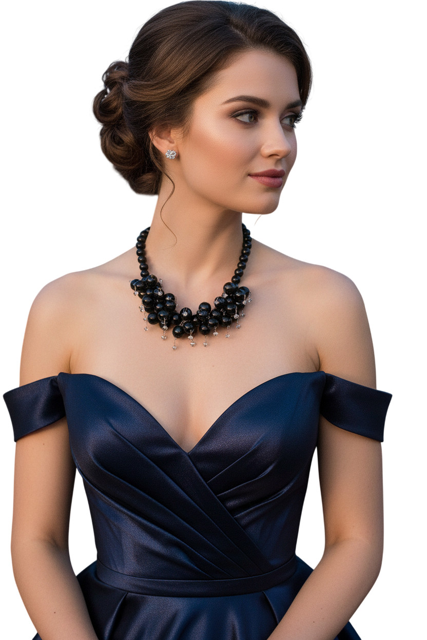 Women Fashion Gold Color Metal Chain Links Black Strap Choker Necklace Jewelry
