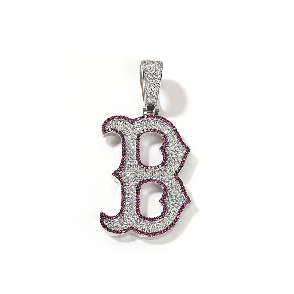 Hip Hop Pendant Necklace Bling ICED AAA+ CZ B Letter 18K Gold Silver Plated