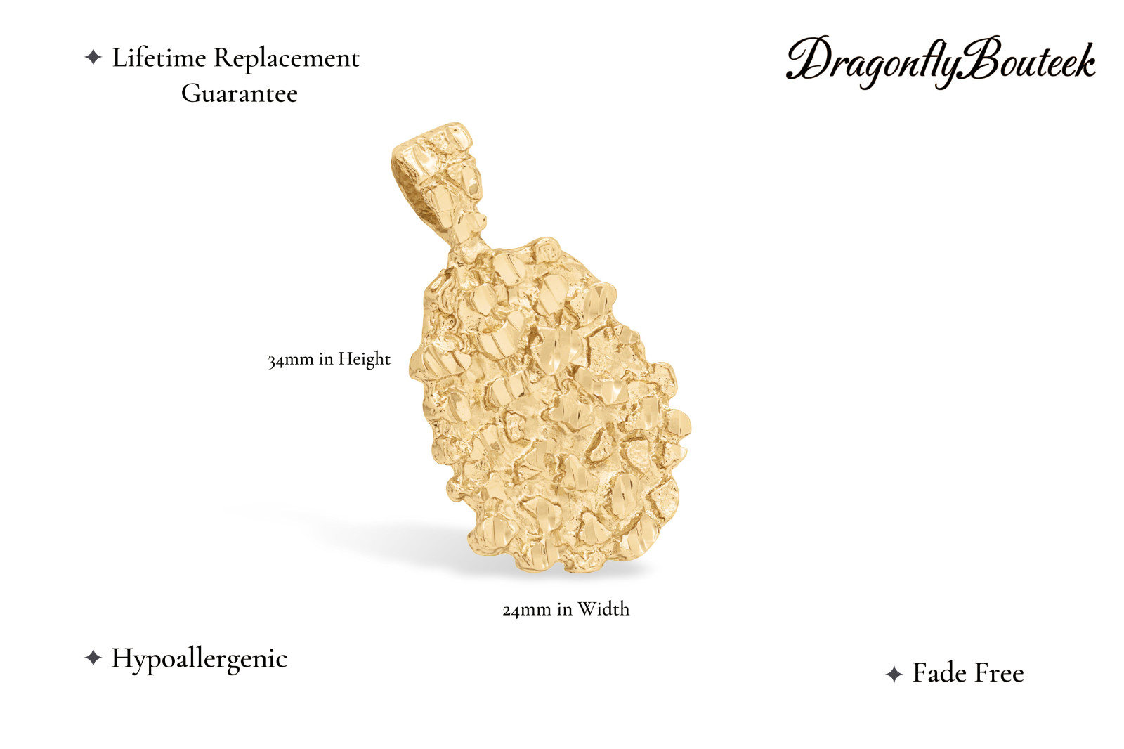 Gold Nugget Necklace, Gold Nugget Chain, 14k Heavy Plated Gold, 4mm French Rope