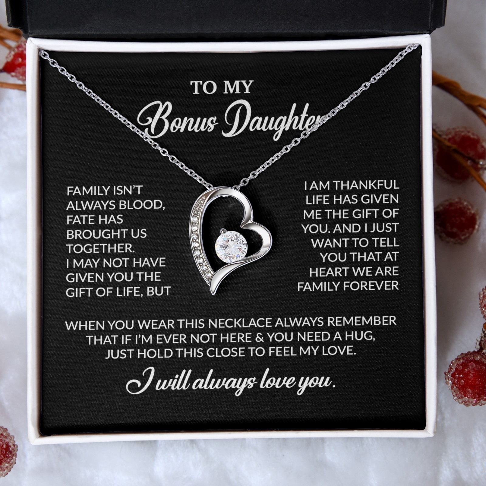 To My Bonus Daughter Necklace, Gift for Bonus Daughter, Step Daughter Birthday