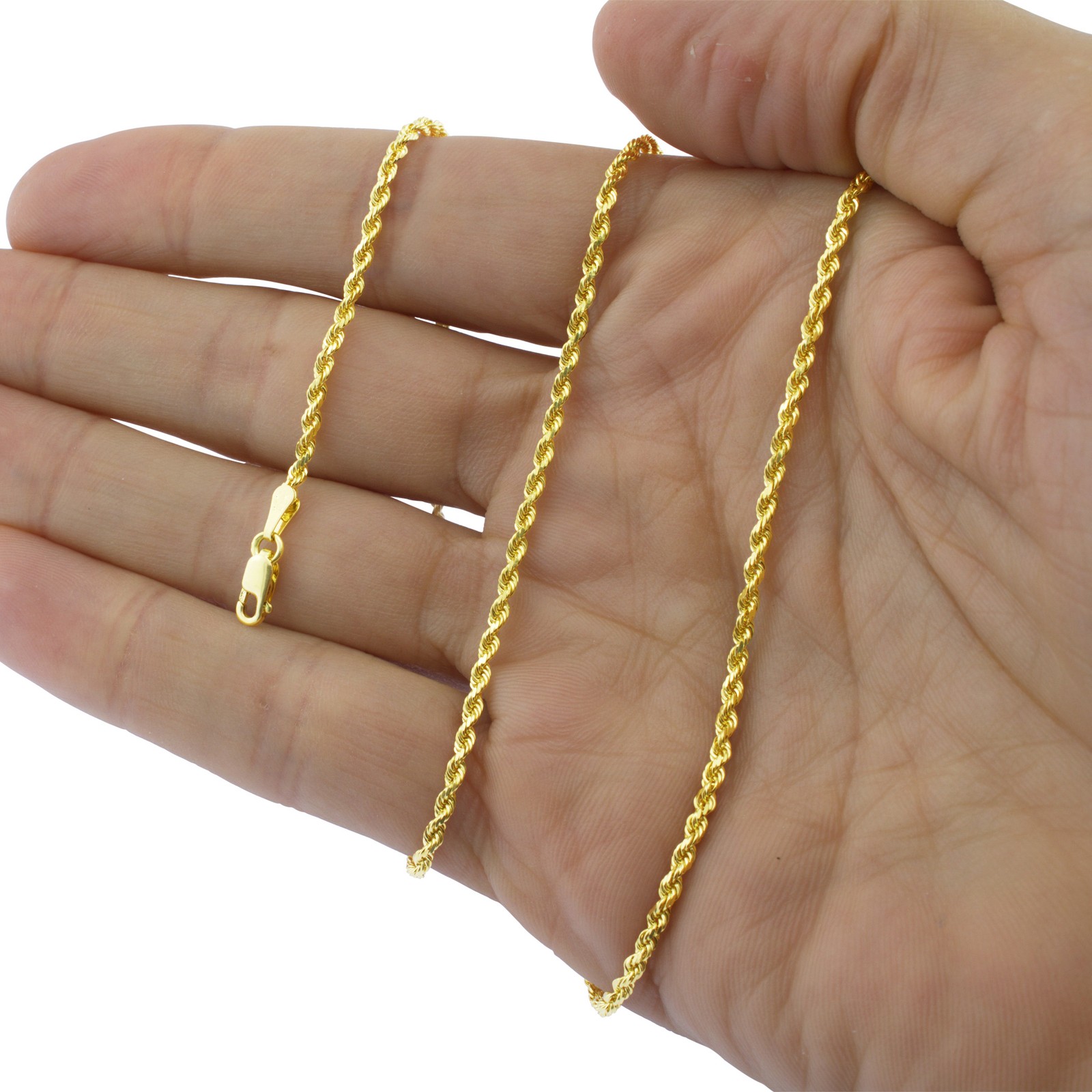 14K Yellow Gold Solid Rope Chain Necklace Bracelet 1mm-10mm Mens Women (7″- 30″)
