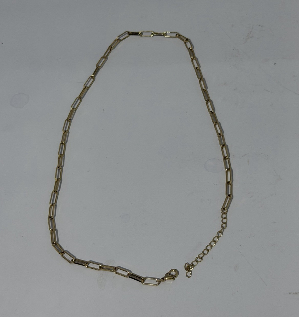 Lot of 2 Gold Tone Bar Link Chain Necklaces, Lobster Clasp, Extender, Heart