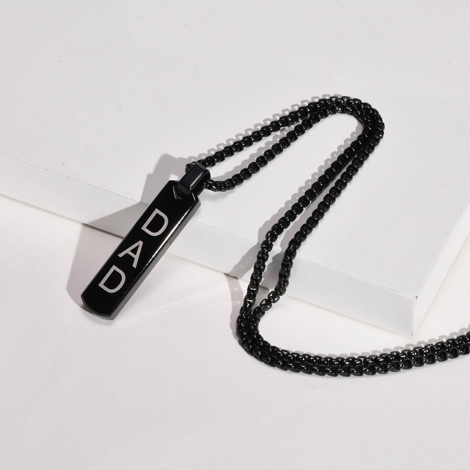 Vnox Personalized Bar Initial Necklaces for Men Boys Geometric Vertical Pendant
