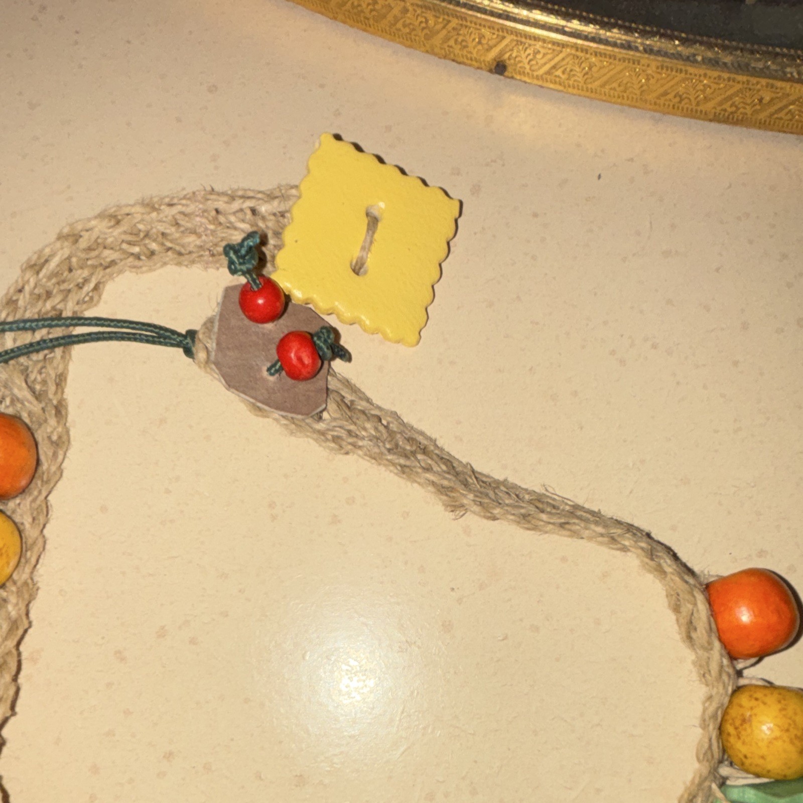 Multicolor Wood Beaded Statement Rope Cord Necklace Adjustable Flower Theme