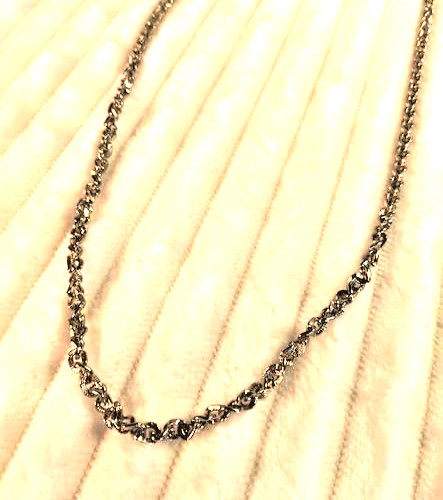 Silver Tone Chain Necklace Textured Twisted Rope Link Lobster Clasp Womens
