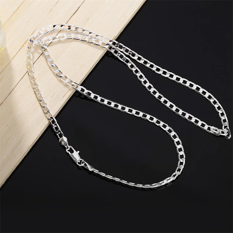 16-28″ Stainless Steel Silver Chain Cuban Curb Womens Mens Necklace 4/8/10/12mm