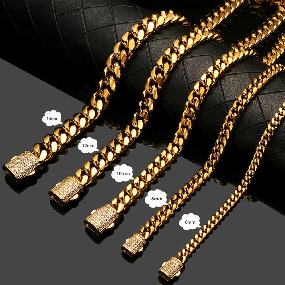 Women Men’s 18K Gold Plated Stainless Steel Curb Cuban Link Chain Necklace