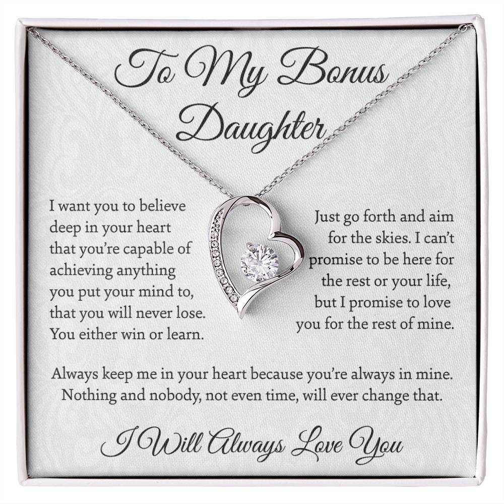 To My Bonus Daughter Necklace Gift, Daughter Birthday Gift, Daughter Necklace