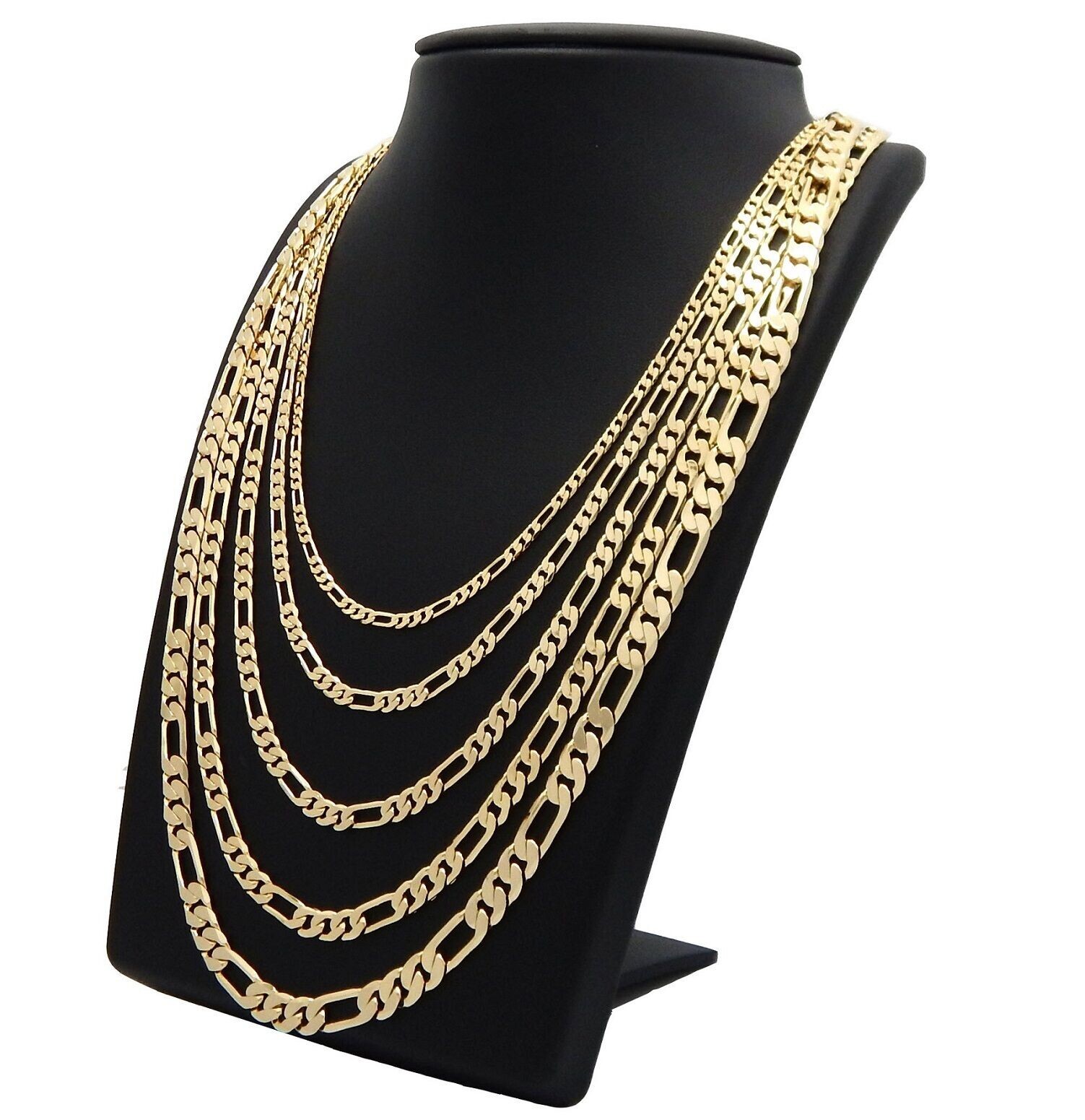 High-End Premium 14K Stamped Gold plated 4~10mm Brass Figaro Chain Necklace
