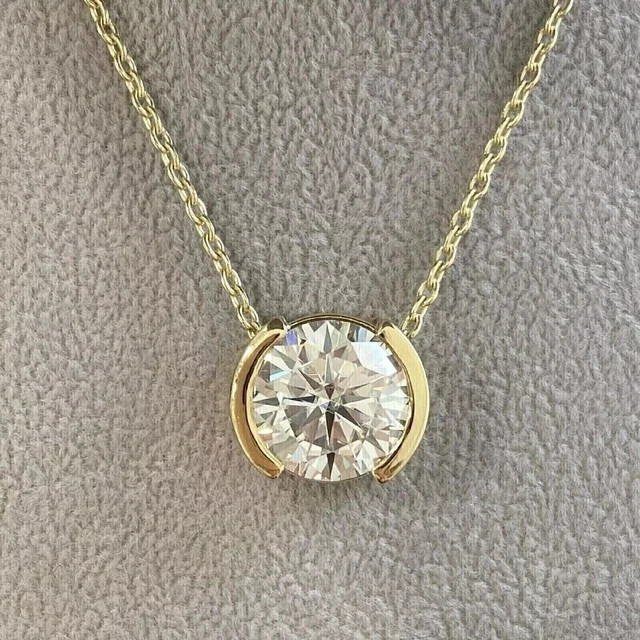 2.00Ct Round Simulated Diamond Women’s Solitaire Pendant 14k Yellow Gold Plated
