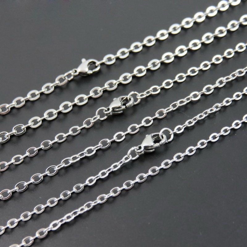 1.5-3.2mm 16″-32″ Wholesale Stainless Steel Silver Oval Chain Necklace Jewelry