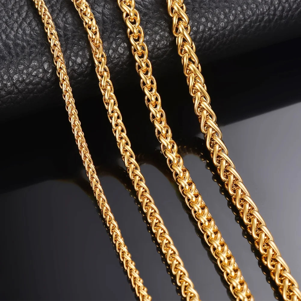 Stainless Steel Link Chain Necklace Gold Color 3mm 6mm Width 16 40 Inch Jewelry