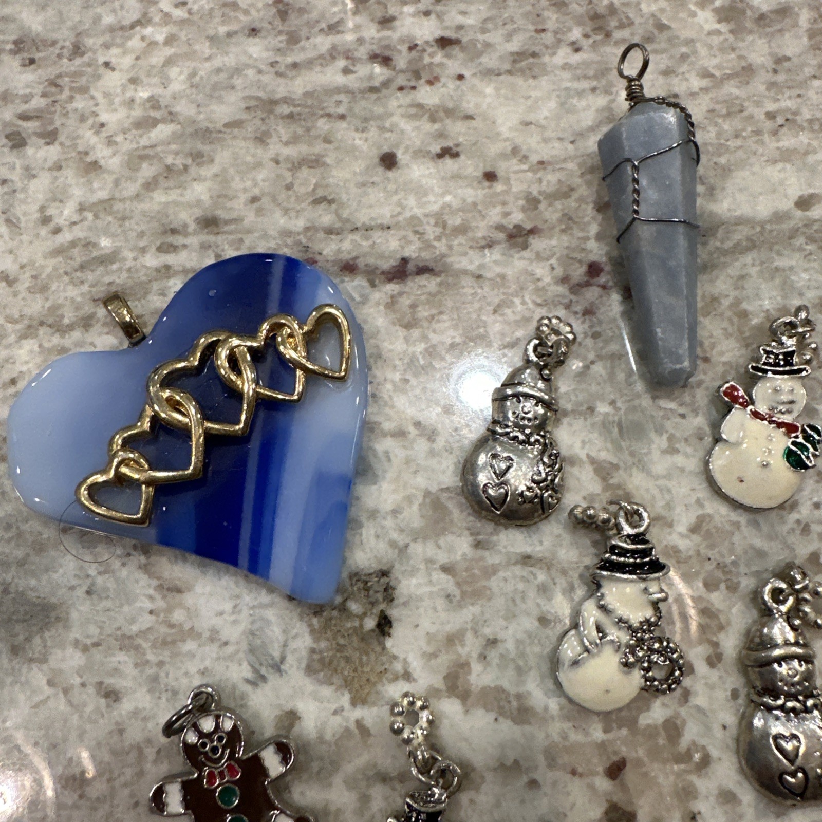 Pendant Charm Jewelry Lot Mix Metals MOP 14 Kt Gf Locket Art Glass Pendants