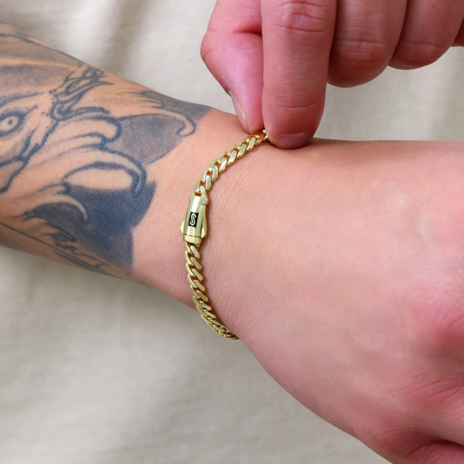 10K Yellow Gold Miami Cuban 5mm Monaco Chain Bracelet Mens Womens 6″ 7″ 8″ 9″