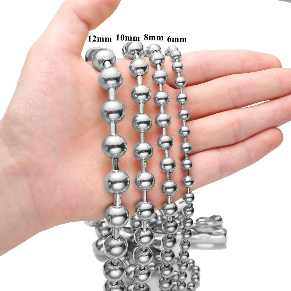 Fashion Gold/Silver/Colorful Men Women Stainless Steel Bead Ball Chain Necklace