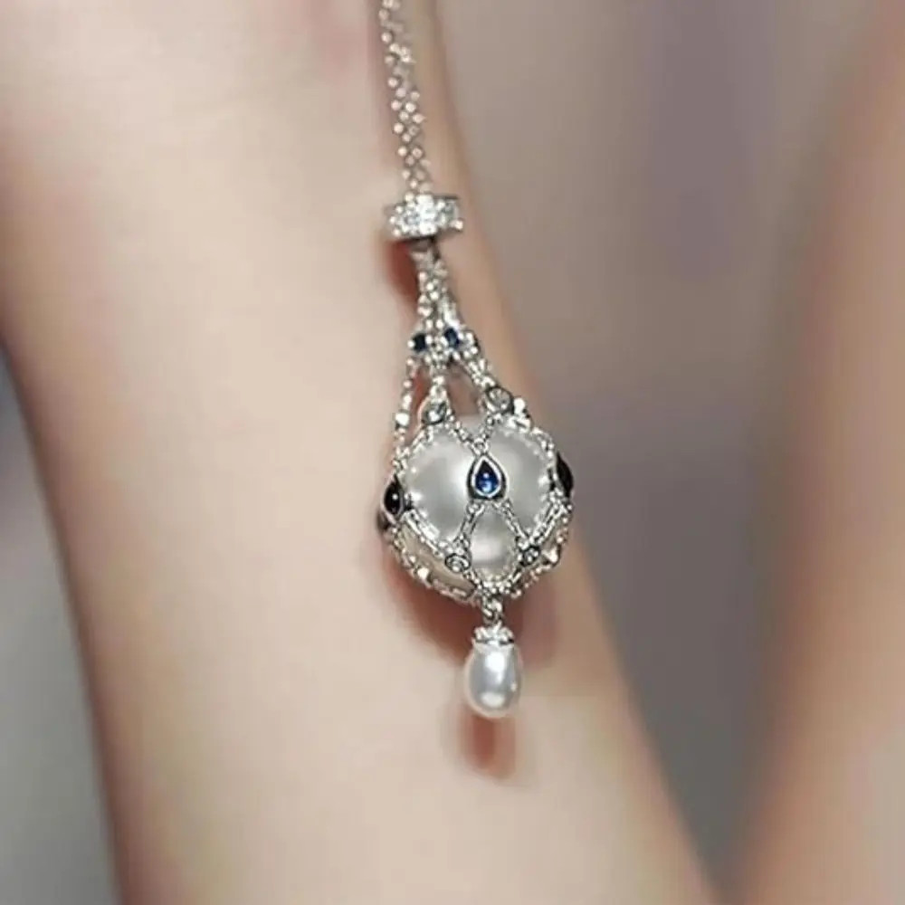 Stainless Steel Necklace Crystal Holder Cage Pendant 70cm Chain Jewelry
