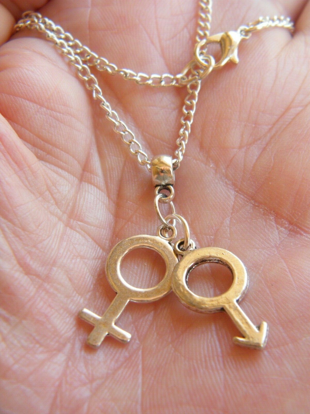 Straight Necklace MALE & FEMALE Breeders Silver Charm 22″ Real Silver Chain NEW!