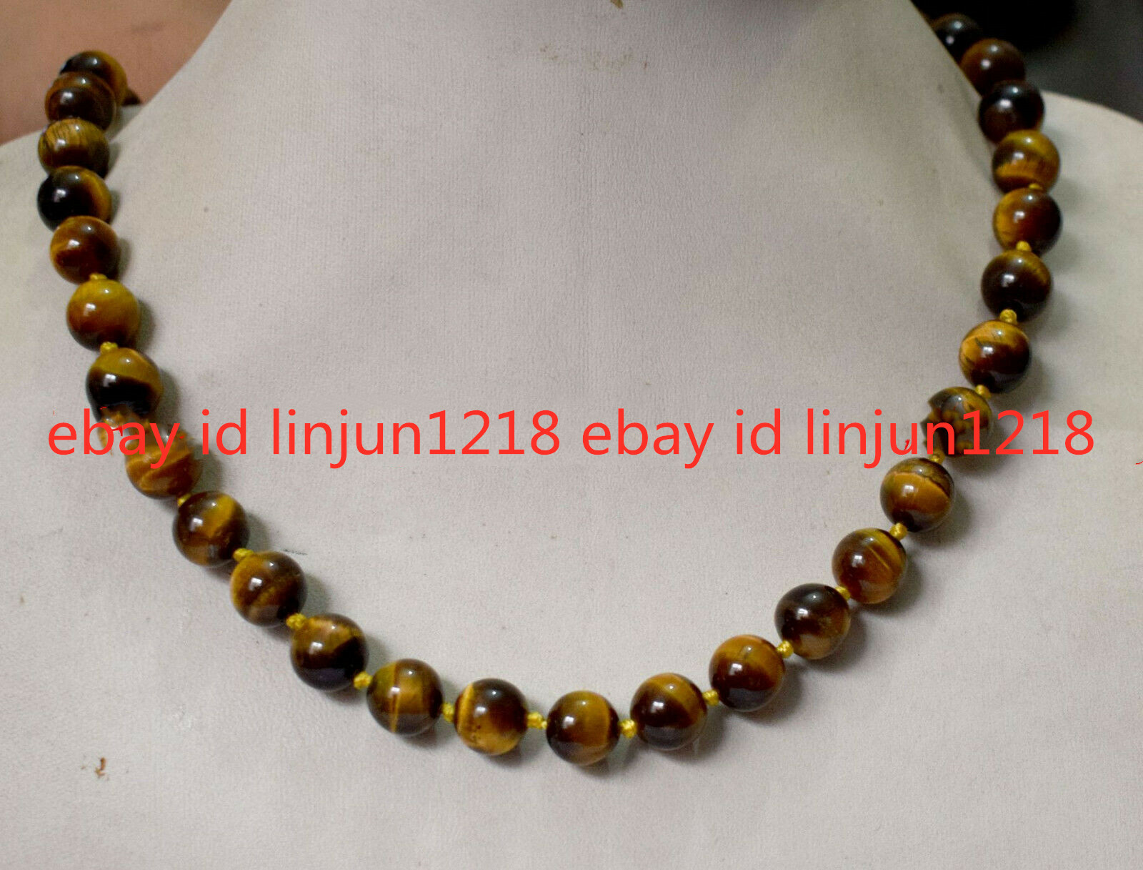Natural AAA 8/10/12/14mm Yellow Tiger’s Eye Gemstone Necklace Long 18-100”
