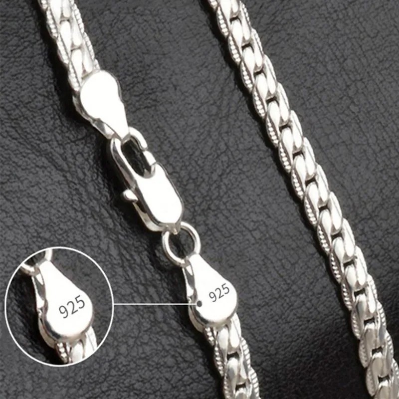 925 Sterling Solid Silver Chain Necklace Jewelry for Women Fashion Gift