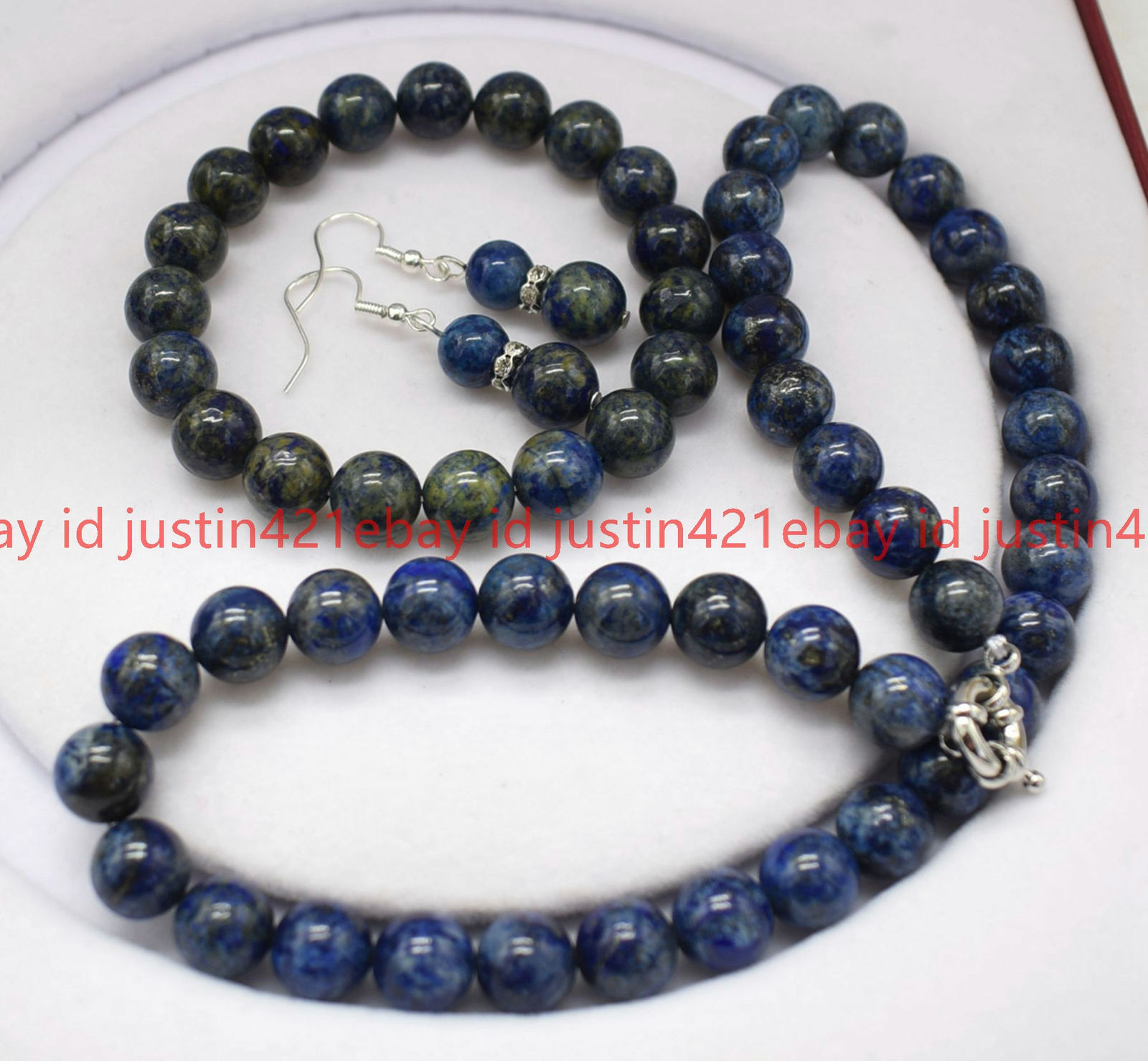 AAA+ Genuine 6/8/10/12/14mm Blue Lapis Lazuli Round Beads Necklace Bracelet Set
