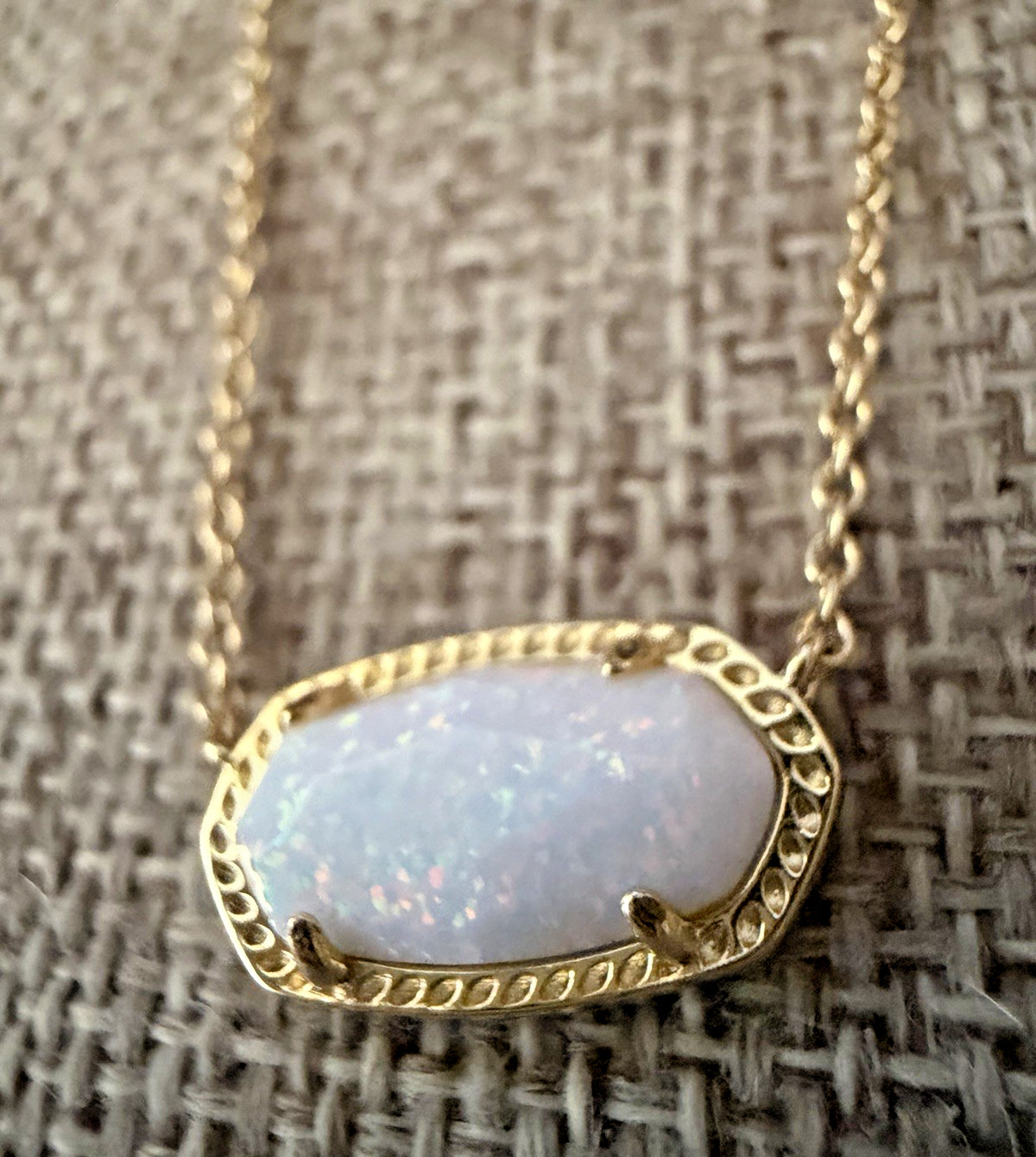 Kendra Scott Elisa Gold Tone Necklace with White Kyocera Opal