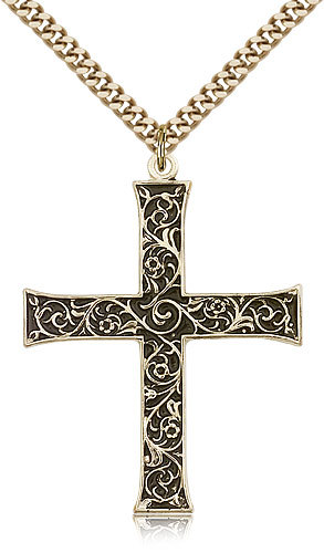 Gold Filled Cross Necklace For Men On 24 Chain – 30 Day Money Back Guarantee