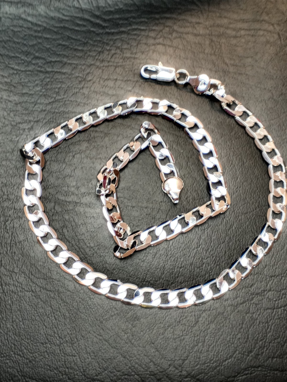 SHARP 925 SILVER PLATED MEN’S WOMEN’S 8MM OVAL LINK CHAIN 24″