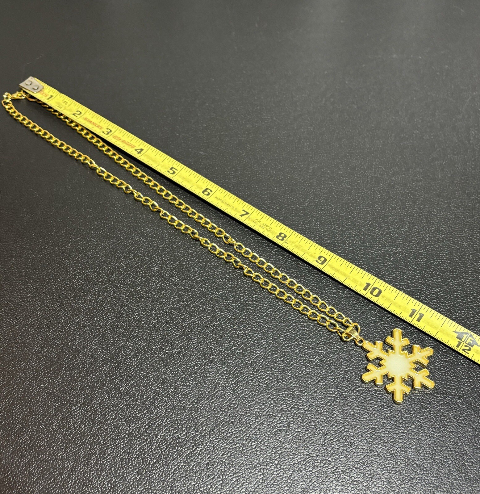 Glow In The Dark Snowflake Pendant Necklace Gold Tone