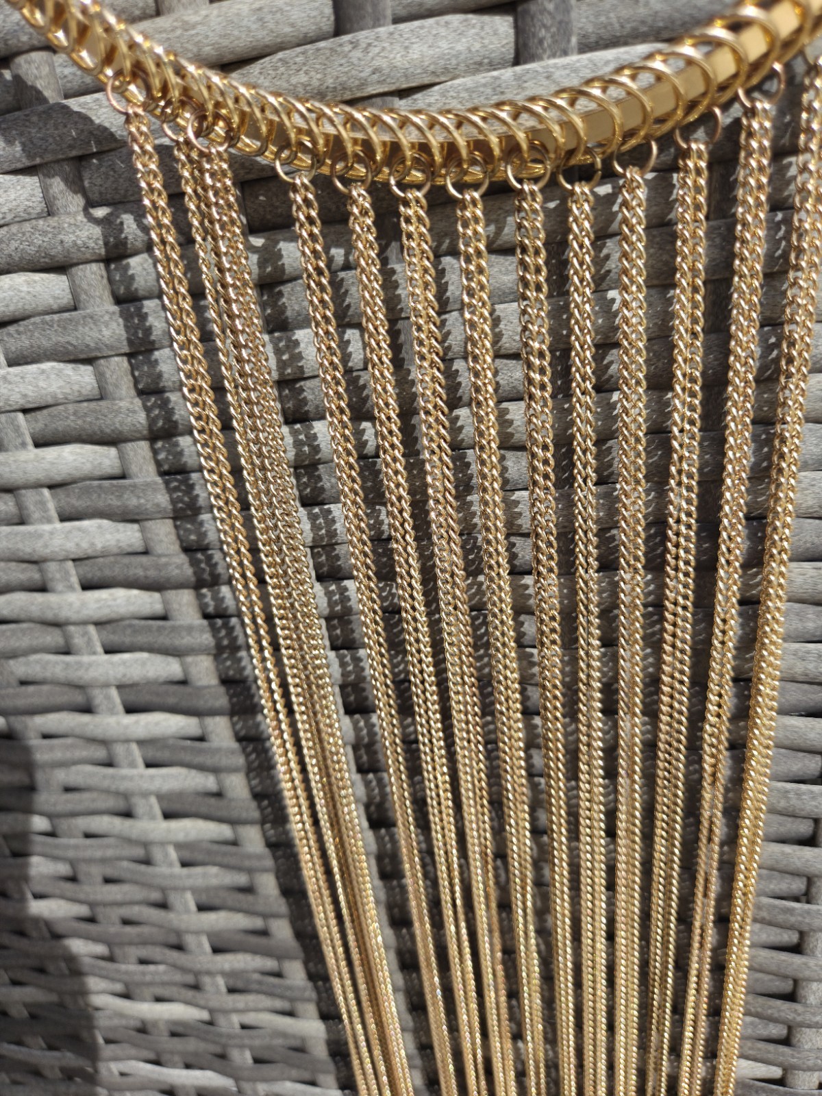 Gorgeous! Gold Tone Statement Necklace With Multiple Dangle Chains