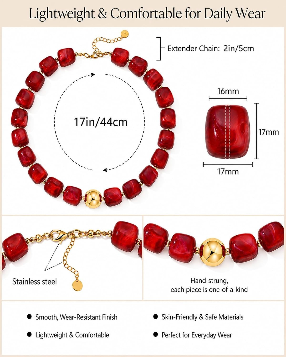Trendy Adjustable Beaded Choker Necklace for Women – Vibrant Summer Accessory