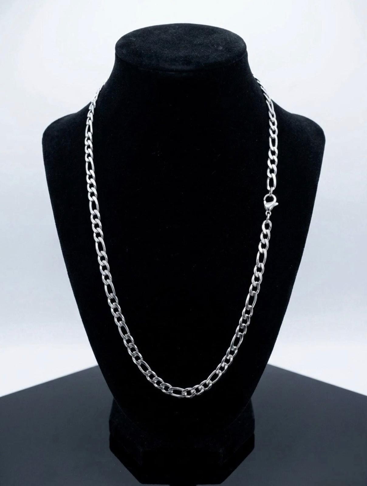 20” 5mm Figaro Link Necklace Stainless Steel Silver Chain Unisex
