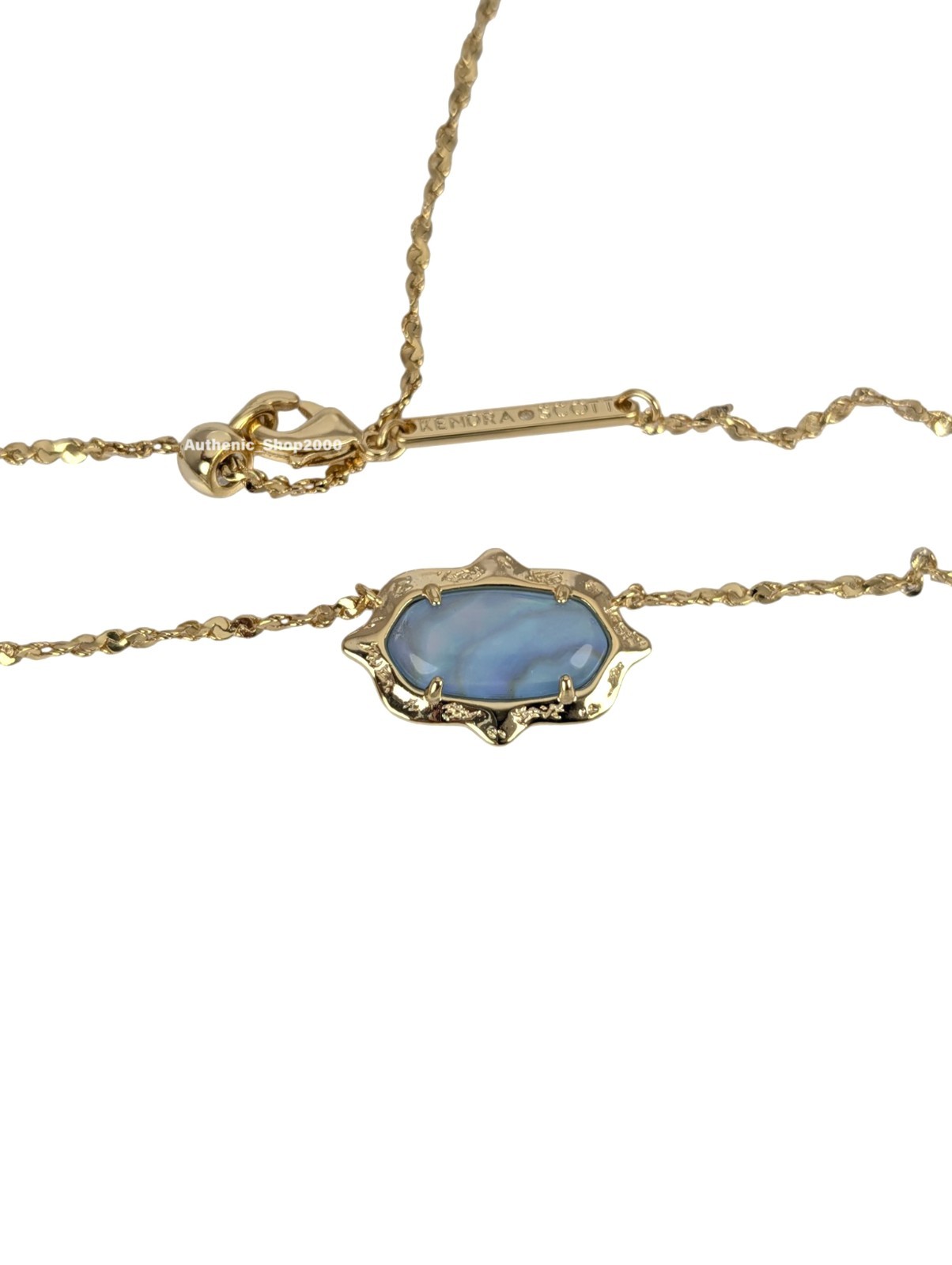 New 100% Authentic KENDRA SCOTT Blue Iridescent Abalone Elisa Scallop Necklace