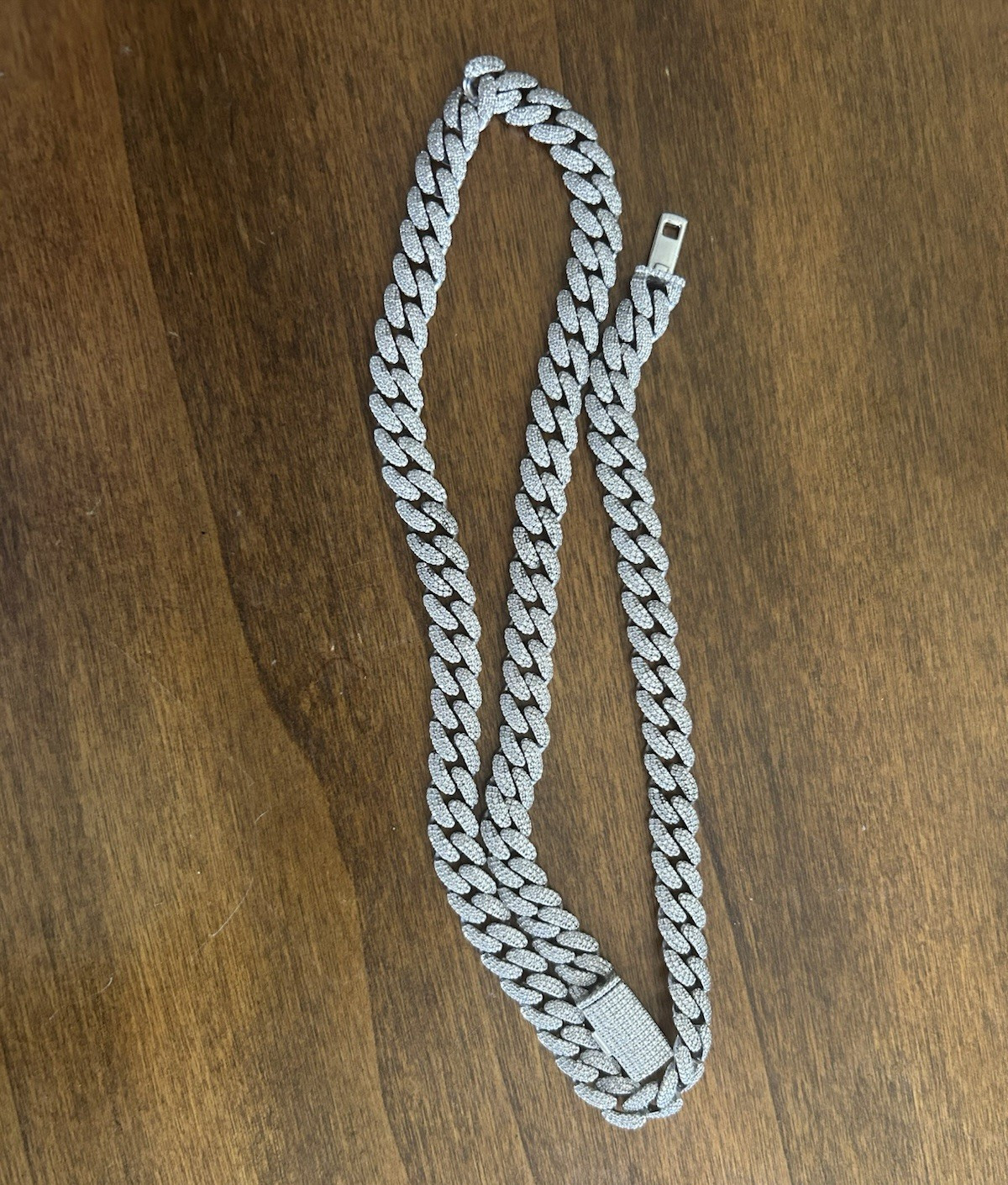 Iced out moissanite sterling silver Cuban link chain 24 inch 10 mm