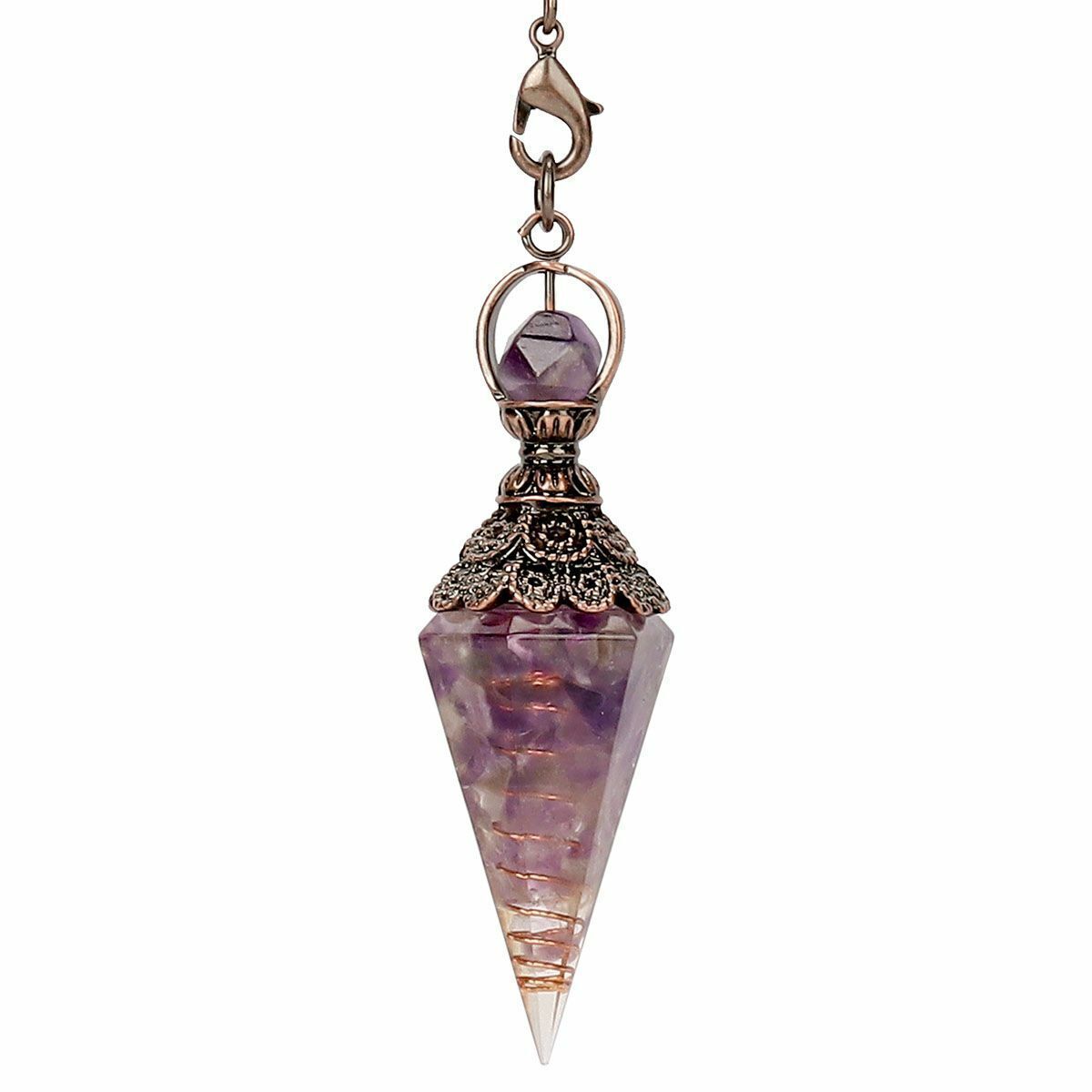 Quartz Natural Crystal Pendulum Healing Chips Stone Reiki Chakra Chain Pendant