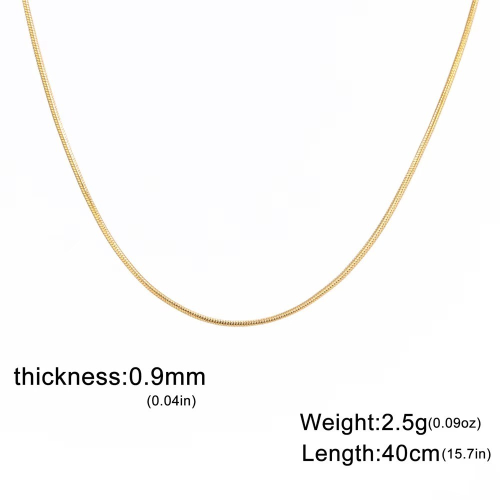 Round Snake Chain Necklace Women Men Stainless Steel 0.9mm 1.2mm 2mm Choker Gift