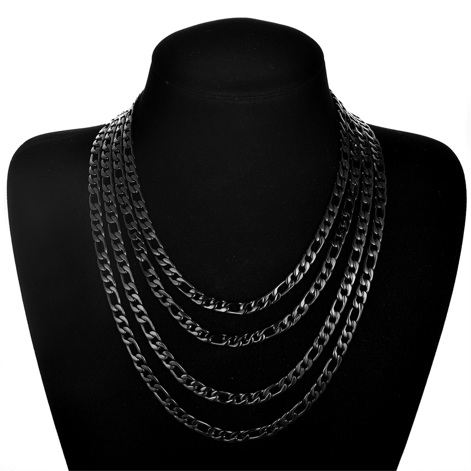 Stainless Steel Black Cuban Curb Chain 16″-24″ Men Choker Necklace 4/5/6.5/7.5mm