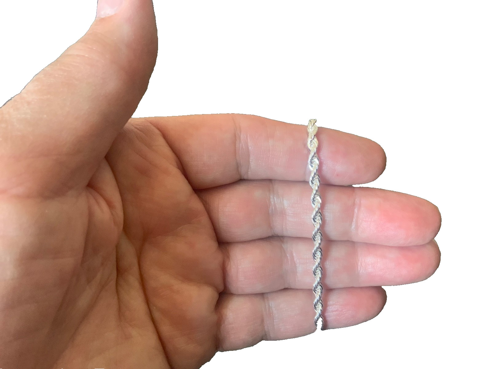 Silver Rope bracelet 7” – Long Lasting Silver Plated – 3mm wide