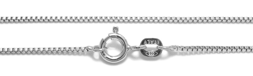 925 Sterling Silver Rhodium Box Chain Necklace 1.2mm (019 Gauge)