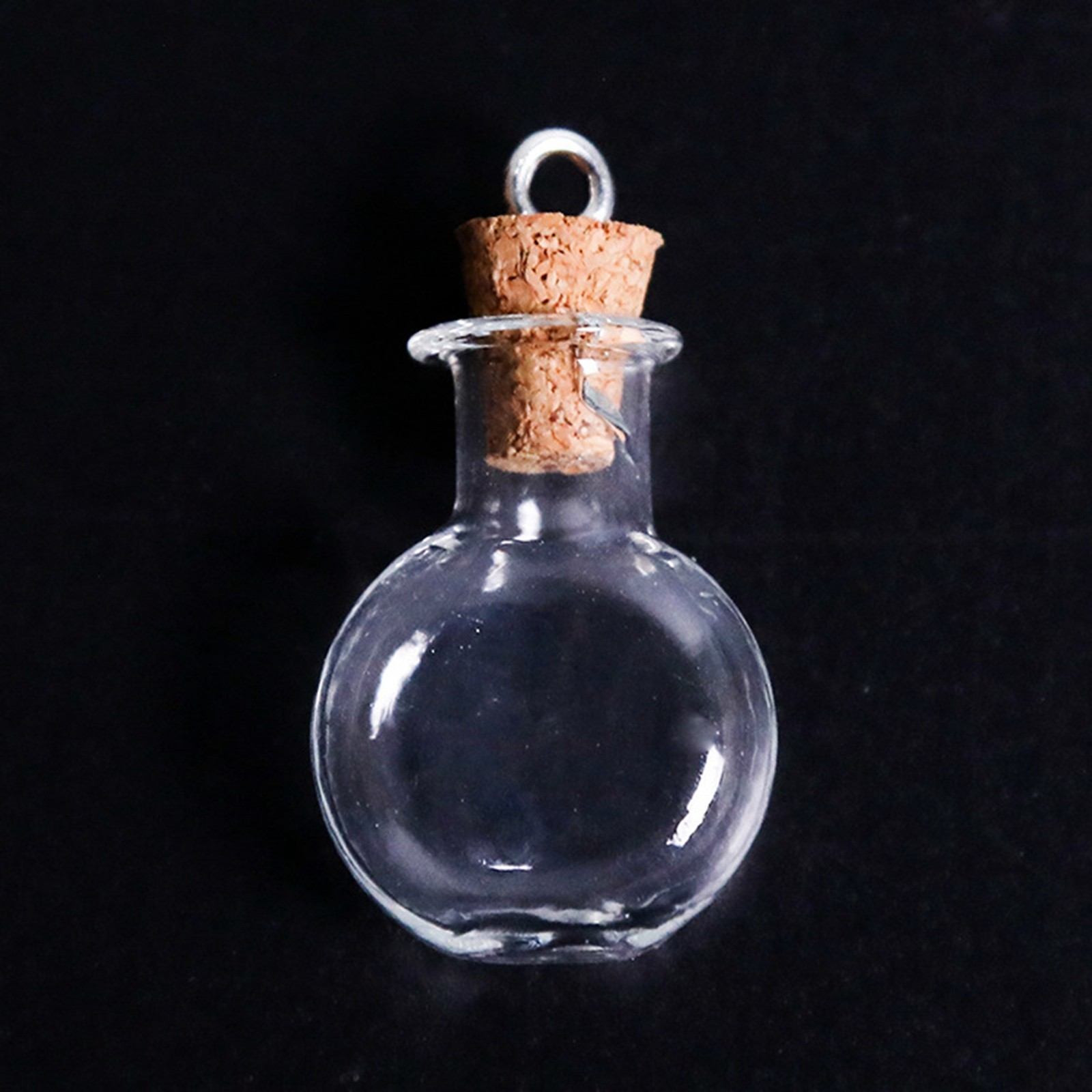 10 Assorted Mini Empty Glass Bottle Vials Cork Charm Pendants Wish Bottles