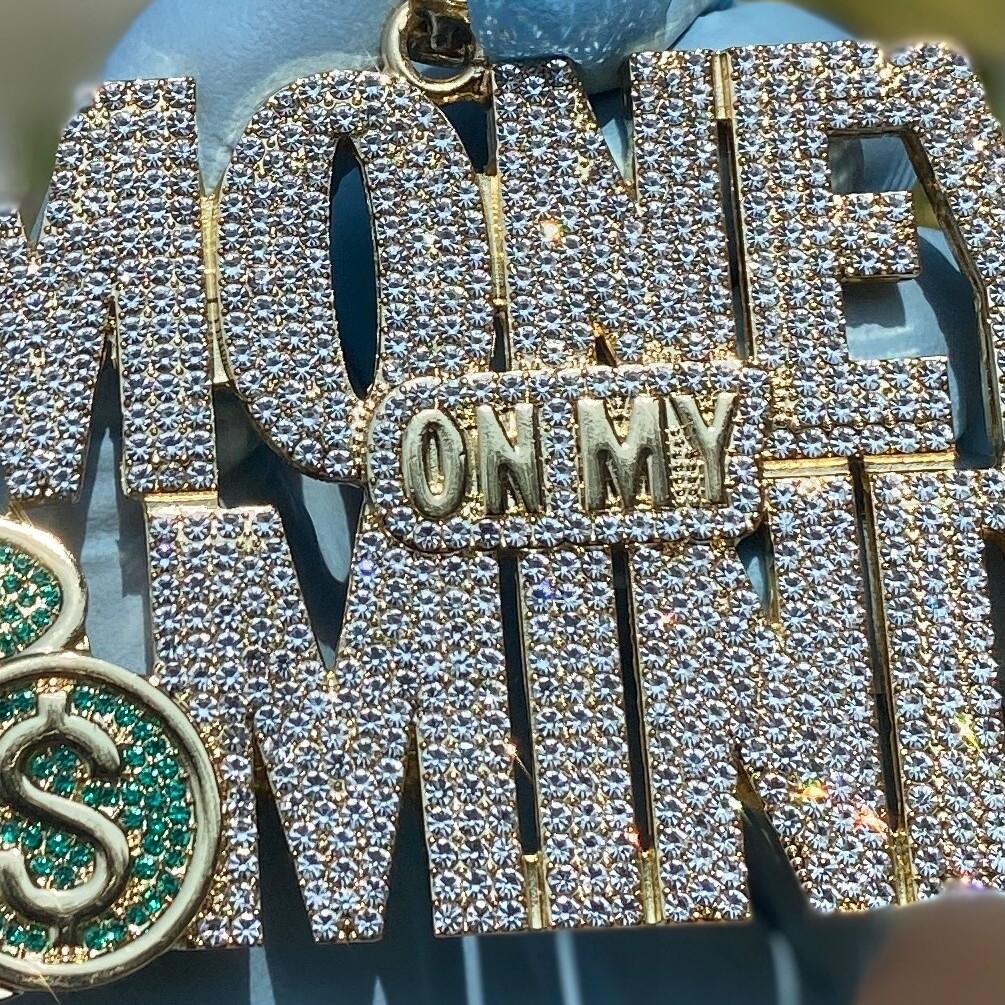 14K Gold Plated Huge Money on My Mind Jumbo Hip Hop Pendant Iced Simulated CZ