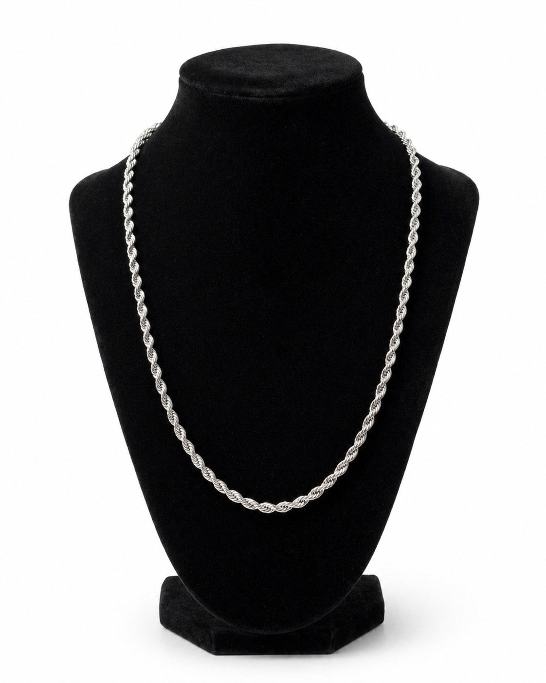 Stainless Steel Rope Chain 4mm 20″ Silver Necklace Twist Link Men Women