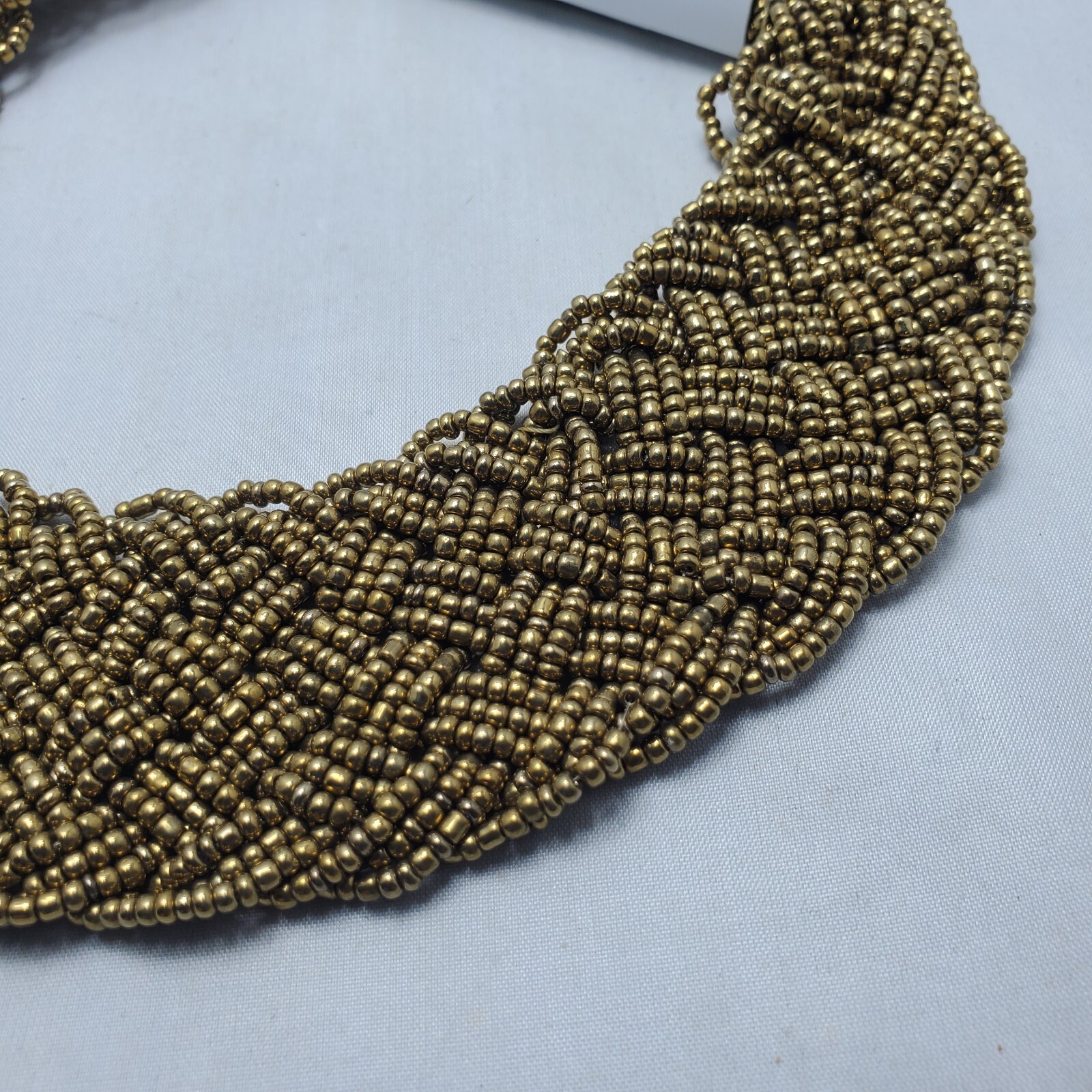 Signature Bronze braided seed bead Bohemian choker necklace NWT