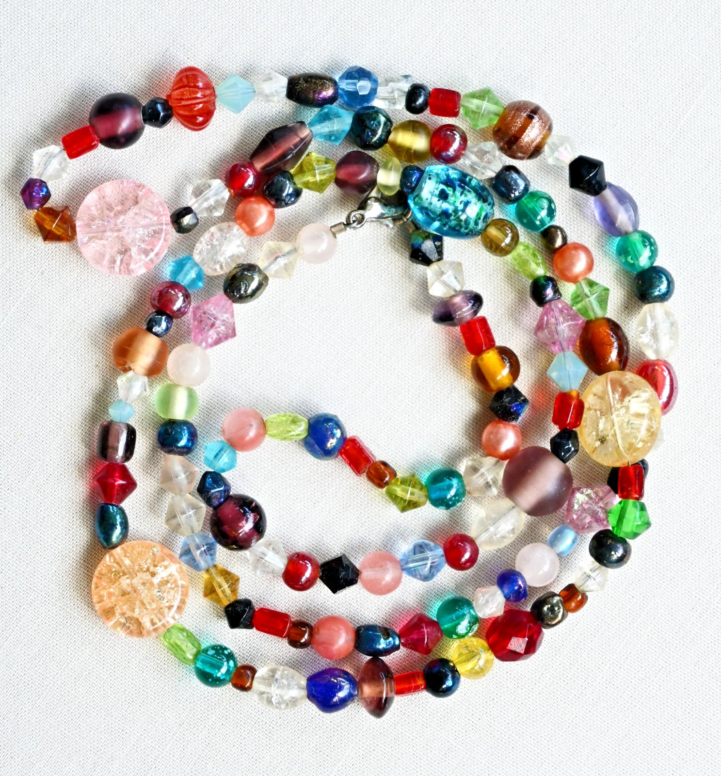 Multicolor Assorted Art Glass Beaded Lampwork Beads Cracked Glass Necklace