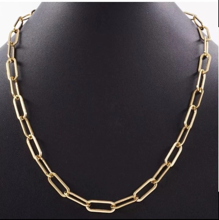 14k Gold Plated 19″ 20″ 22″ 24″ Paper Clip Chain Link Necklace Paperclip Charm