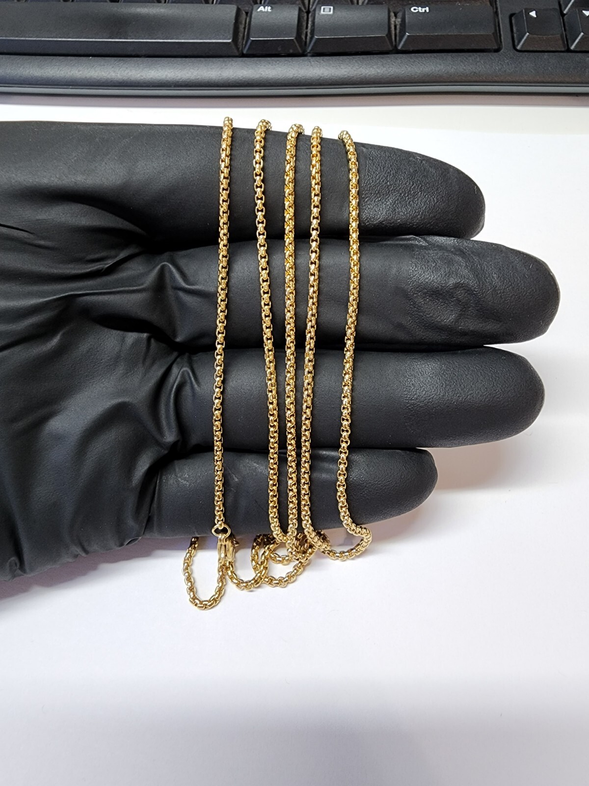 Stainless Steel Gold Plated Box Chain Necklace 16-24in Unisex Hip Hop Jewelry
