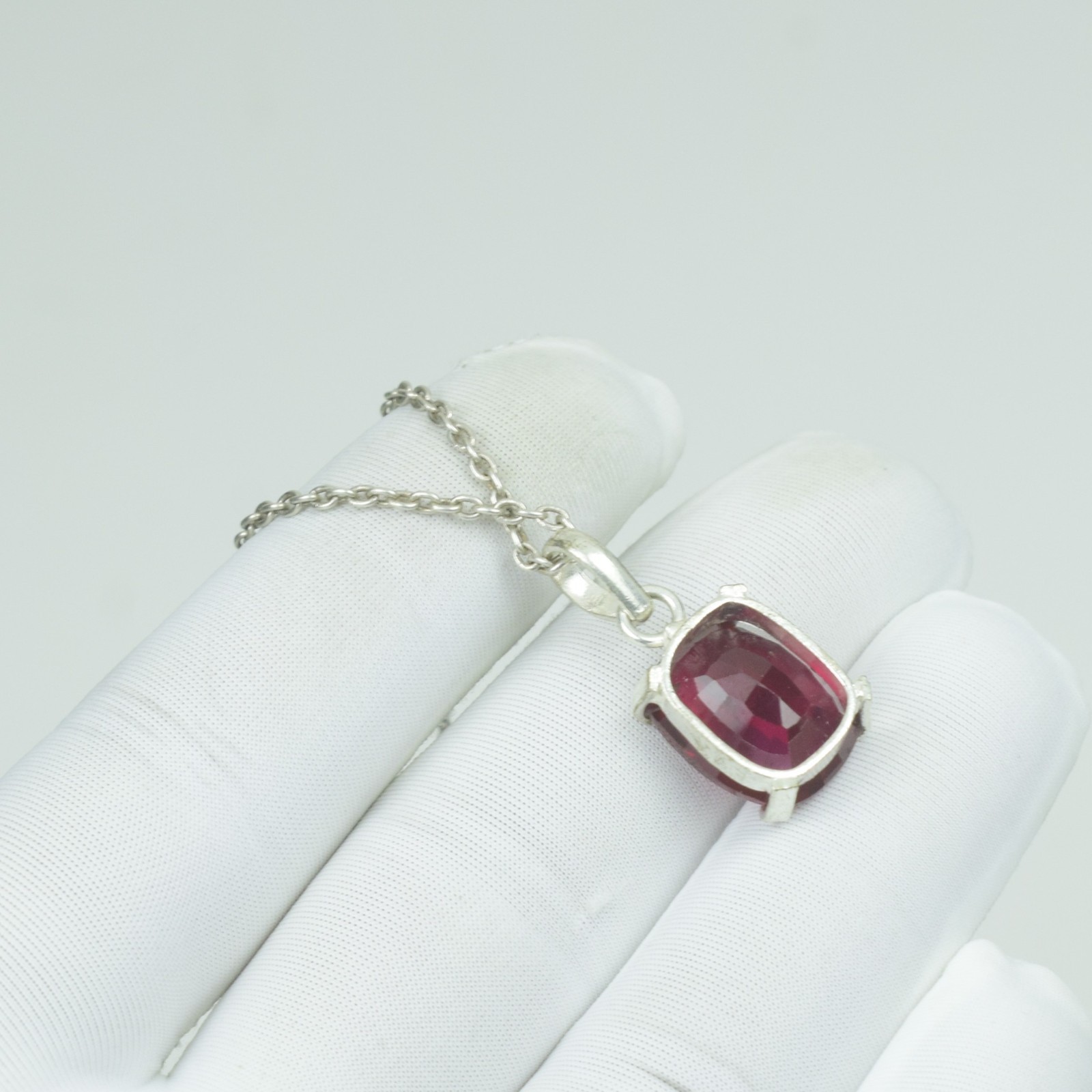925 Sterling Silver Red Ruby Necklace Jewelry, 21Cts Best Anniversary Gift Gems,