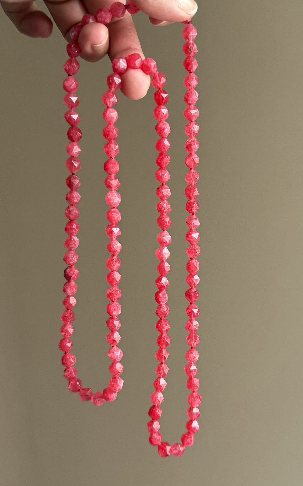 Pink Plastic Round Beaded Necklace, Ball/Bead Chain, Adjustable