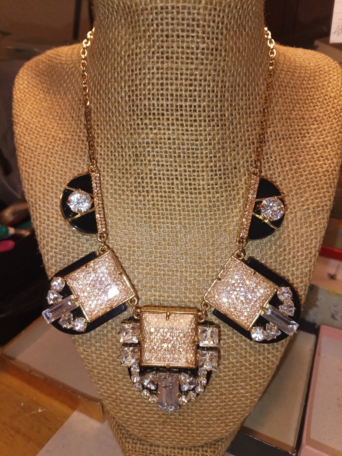 Kate Spade Art Deco Style Rhinestone Statement Necklace