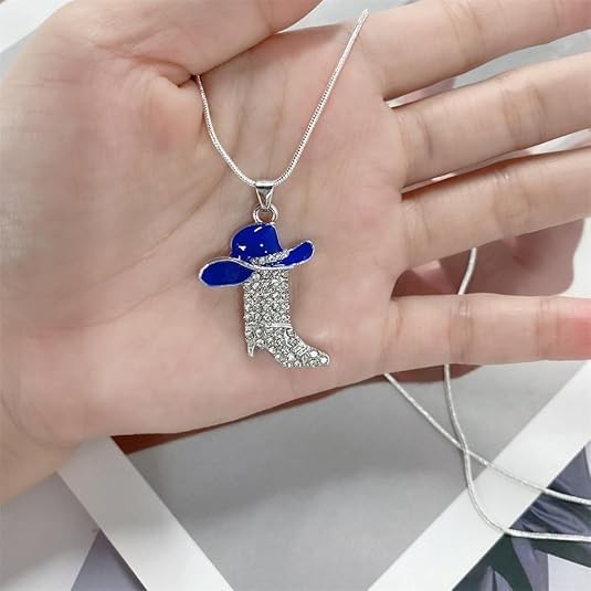 Rhinestones Western Cowgirl Boots Pendant Necklace for Dainty Hippie Bohemian…